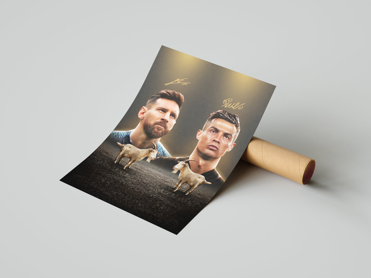 Von Cristiano Ronaldo und Lionel Messi signiertes Schach-Poster