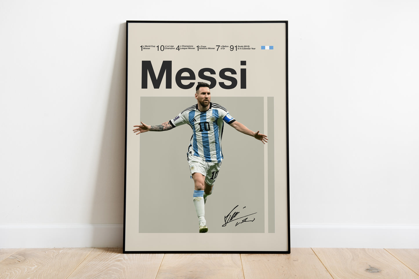 Set aus drei Bildern, Lionel Messi, signierte Unterschrift, 22/23 PSG, Argentinien, Digitaldruck, Poster, Wand-Kunst-Dekor, Geburtstagsgeschenk, druckbar