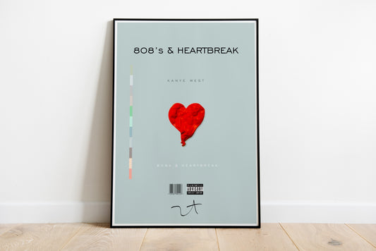 Kanye West Poster, 808's &amp; Heartbreak Poster, Album-Cover-Poster, signierte Signatur, Poster-Wandkunst, individuelles Poster, Rap, Digitaldruck