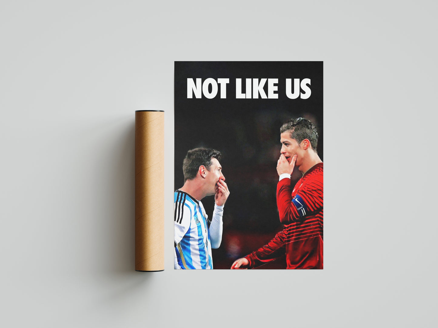 Von Cristiano Ronaldo und Lionel Messi signiertes Schach-Poster