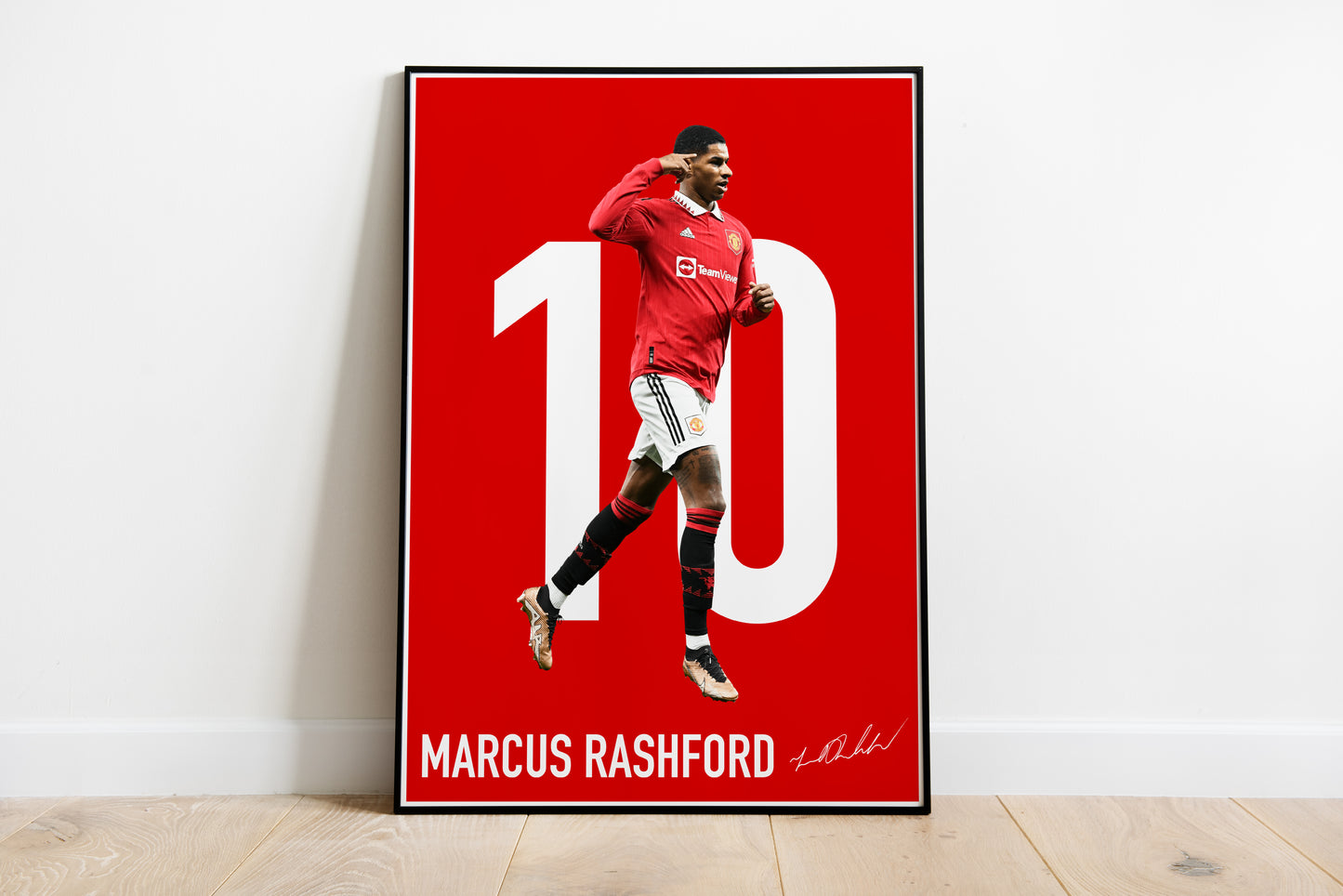 Marcus Rashford, signierte Unterschrift, 22/23 Manchester Utd, England, Man Utd, Digitaldruck, Poster, Wandkunst-Dekor, Geburtstagsgeschenk, Ausdrucke