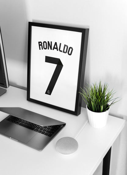 Cristiano Ronaldo "7" Real Madrid Shirt Poster Print