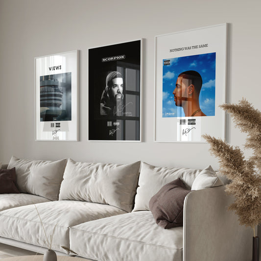 Drake Poster, 3er-Set, Album-Poster, Album-Cover-Poster, signierte Signatur, Poster-Wandkunst, individuelles Poster, Hip-Hop, Rap, Digitaldruck