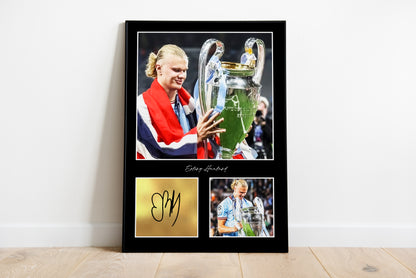 Erling Haaland, signierte Signatur, 22/23 Man City, Norwegen, Digitaldruck, Poster, Wand-Kunst-Dekor, Geburtstagsgeschenk, Ausdrucke, ikonische Kunst