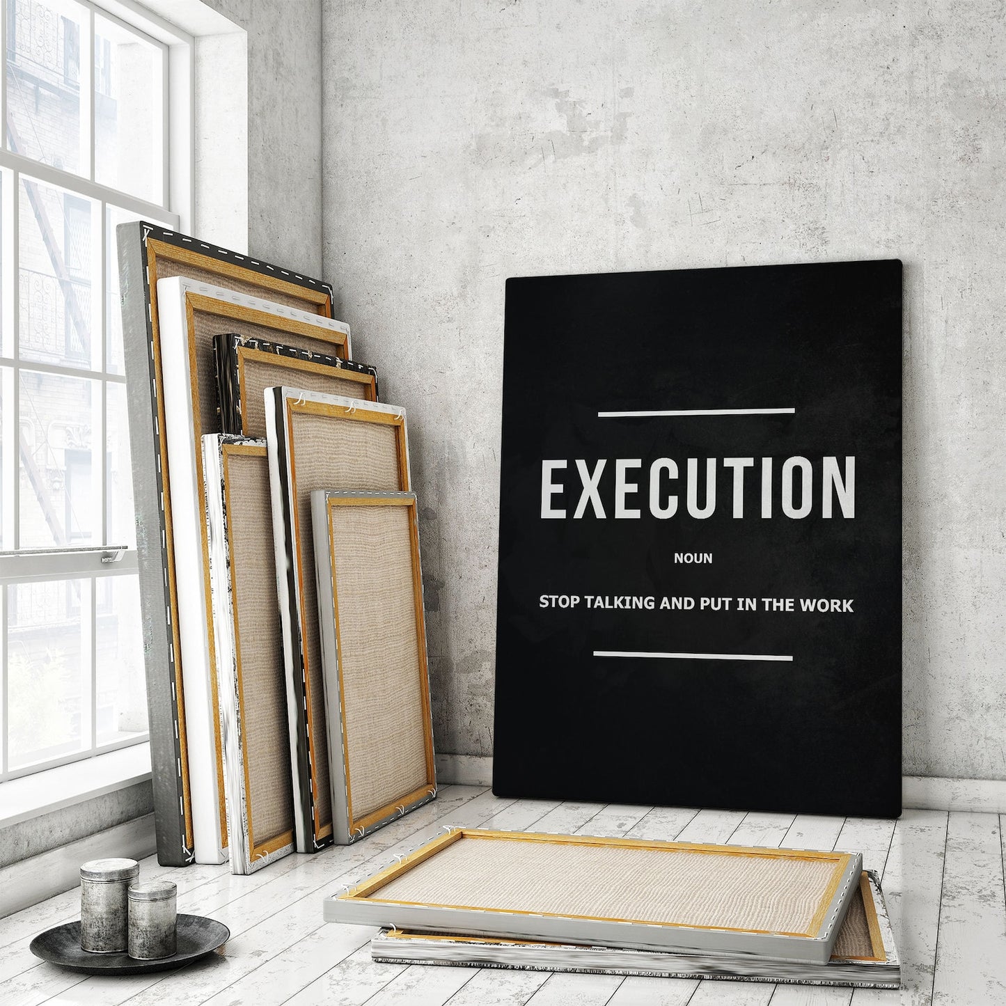 "Hustle Grind Execution" Motivational Quote Poster Prints Set Of 3