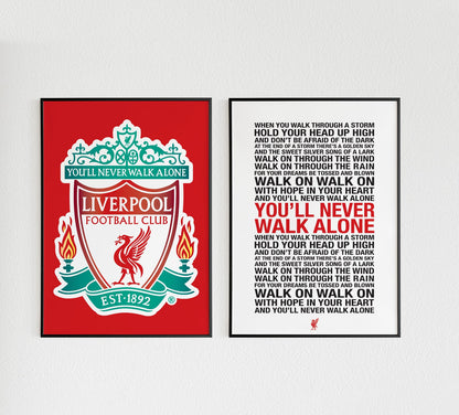 Liverpool "YNWA" Set Of 2 Poster Prints