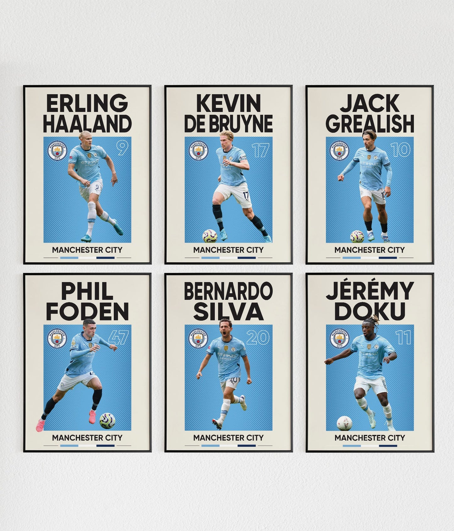 Man City Set Of 6 Poster Prints