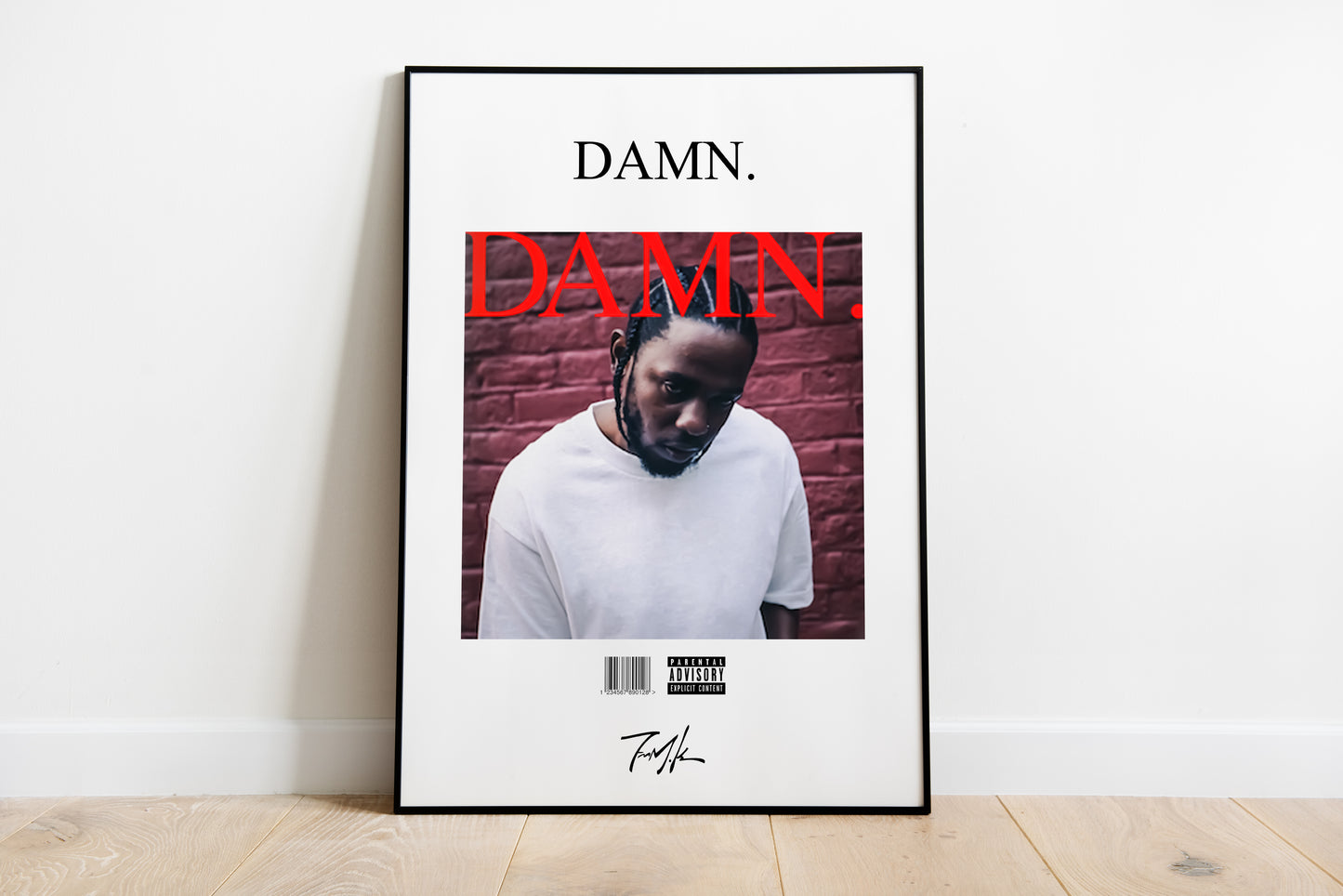 Kendrick Lamar Poster, Damn Poster, Album Cover Poster, signierte Signatur, Poster Wandkunst, individuelles Poster, Hip-Hop, Rap, Digitaldruck