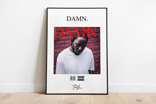 Kendrick Lamar Poster, Damn Poster, Album Cover Poster, signierte Signatur, Poster Wandkunst, individuelles Poster, Hip-Hop, Rap, Digitaldruck