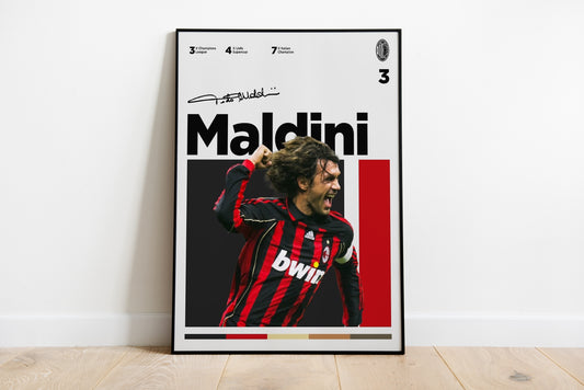 Paolo Maldini Signed Poster Print