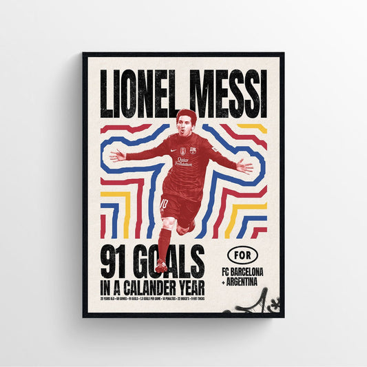 Lionel Messi "91 Goals" Poster Print