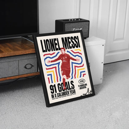 Lionel Messi "91 Goals" Poster Print