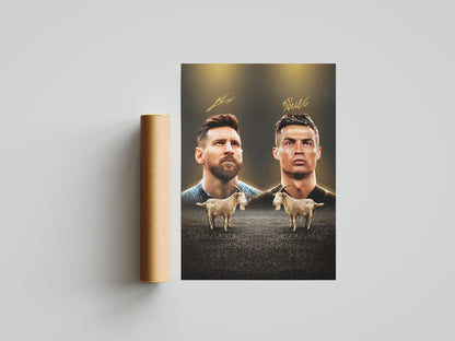 Von Cristiano Ronaldo und Lionel Messi signiertes Schach-Poster