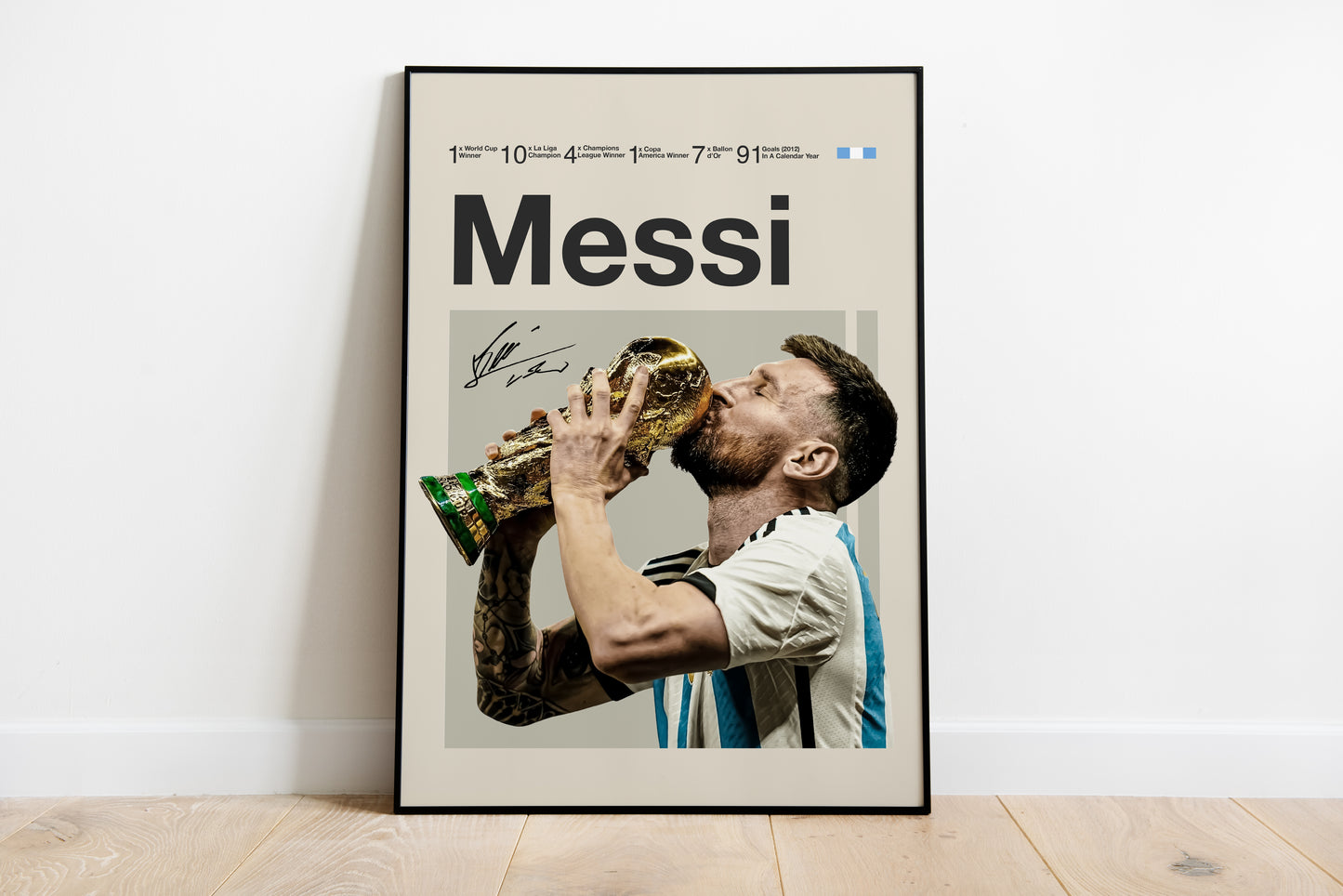 Set aus drei Bildern, Lionel Messi, signierte Unterschrift, 22/23 PSG, Argentinien, Digitaldruck, Poster, Wand-Kunst-Dekor, Geburtstagsgeschenk, druckbar