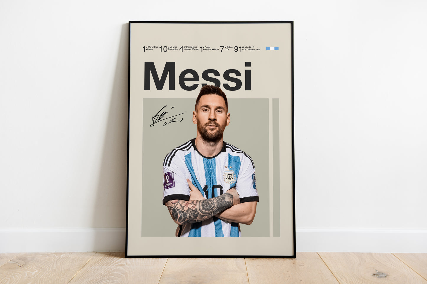 Set aus drei Bildern, Lionel Messi, signierte Unterschrift, 22/23 PSG, Argentinien, Digitaldruck, Poster, Wand-Kunst-Dekor, Geburtstagsgeschenk, druckbar