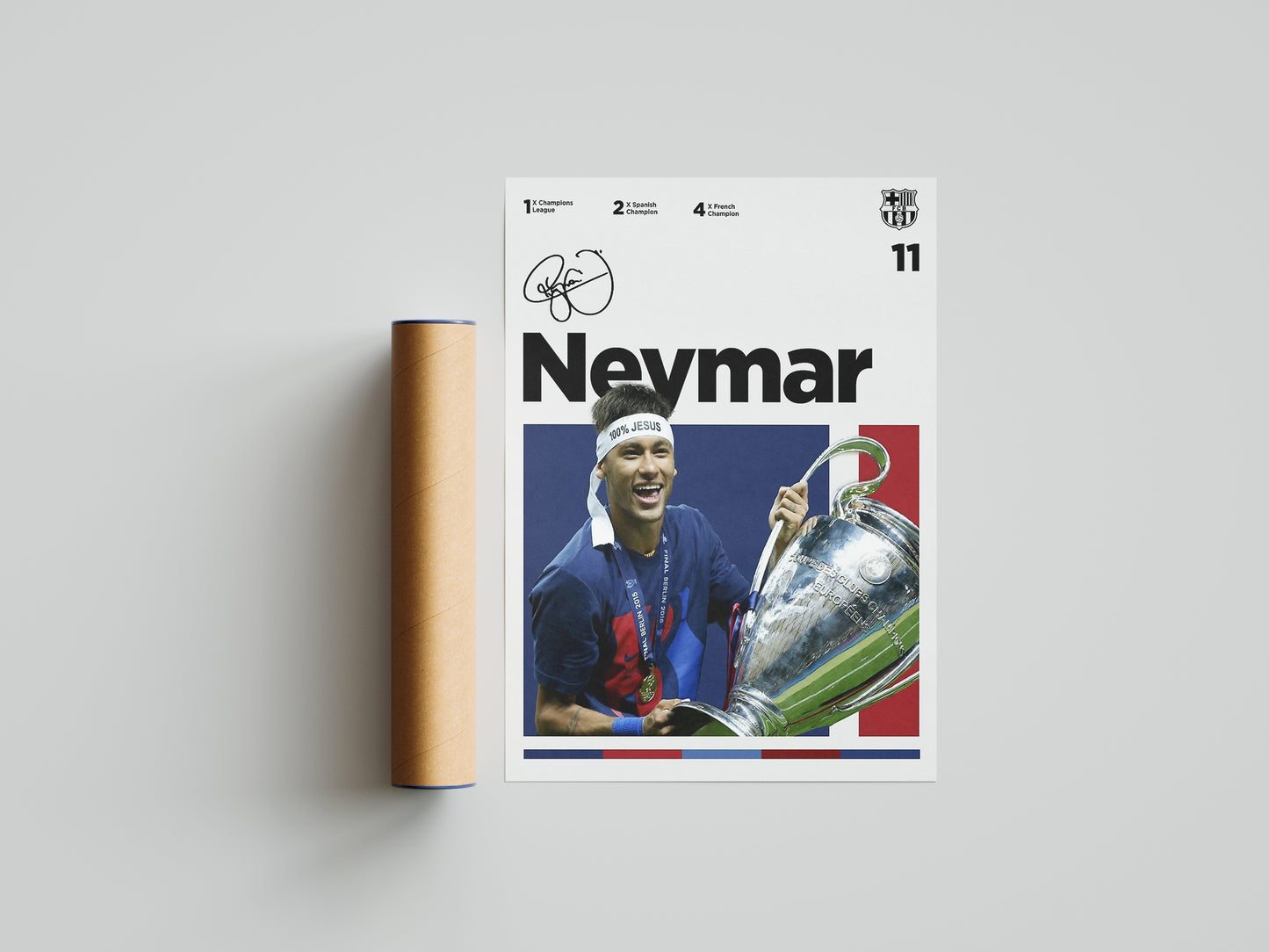 Neymar Signed Poster Print