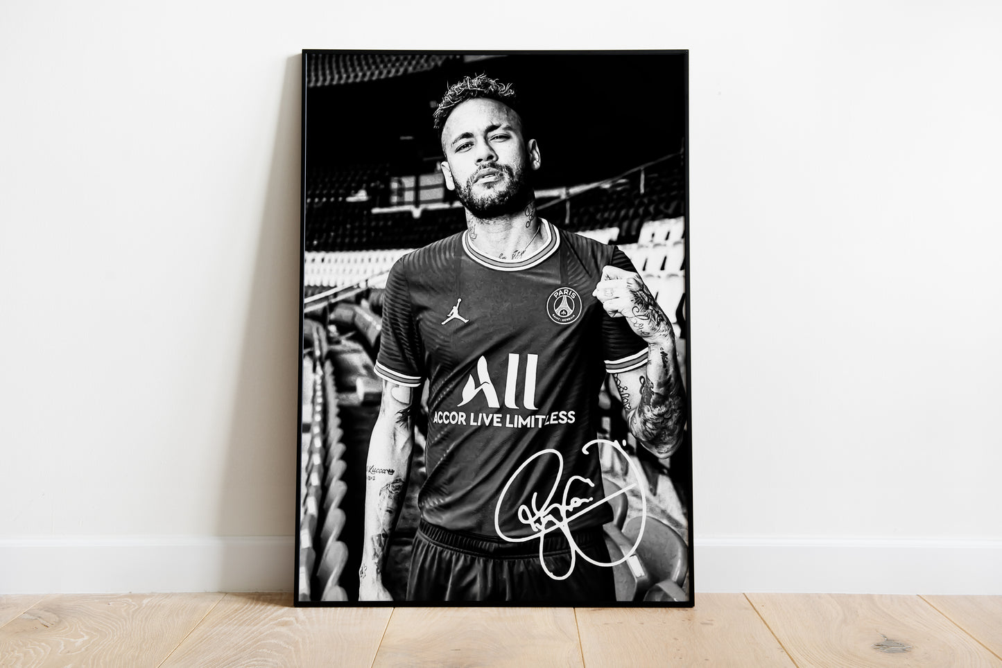 Set aus drei Bildern, Neymar, signierte Unterschrift, 22/23 PSG, Paris, Brasilien, Digitaldruck, Poster, Wanddekoration, Geburtstagsgeschenk, druckbar