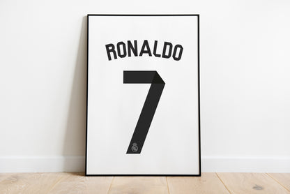 Cristiano Ronaldo "7" Real Madrid Shirt Poster Print