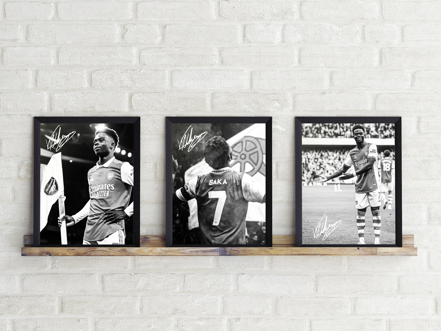 Set mit 3 Bildern, Bukayo Saka, signierte Unterschrift, 22/23 Arsenal, England, Digitaldruck, Poster, Wand-Kunst-Dekor, Geburtstagsgeschenk, Ausdrucke