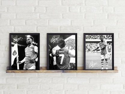 Set mit 3 Bildern, Bukayo Saka, signierte Unterschrift, 22/23 Arsenal, England, Digitaldruck, Poster, Wand-Kunst-Dekor, Geburtstagsgeschenk, Ausdrucke