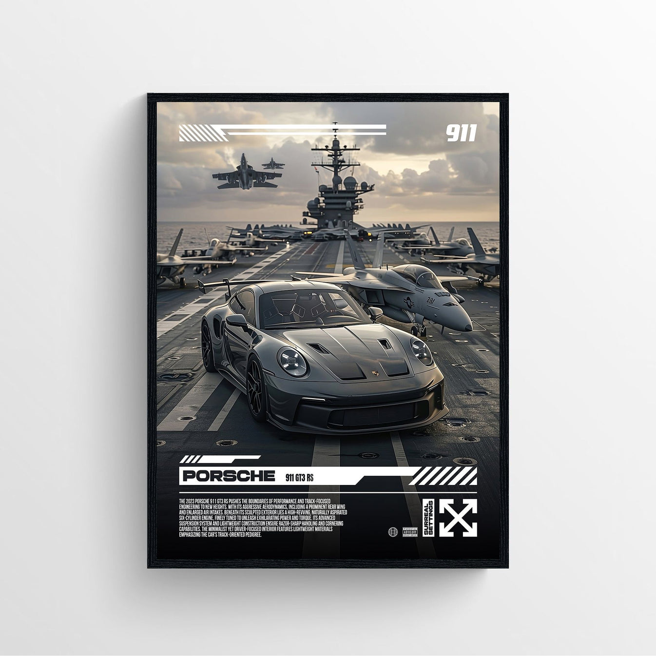 Porsche 911 Fighter Jet Car Poster Print